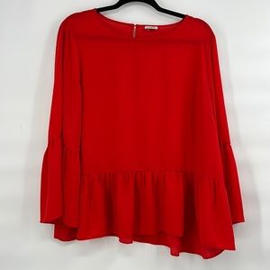 J Crew red flowy blouse size large